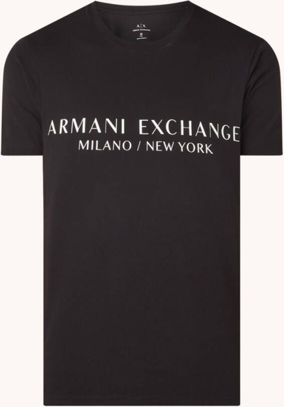 Armani Exchange Iconisch t shirt in katoen , Zwart, Heren