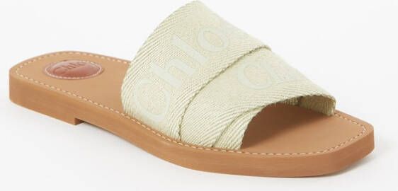 Chloe Chloé, Woody slipper van linnen met logo