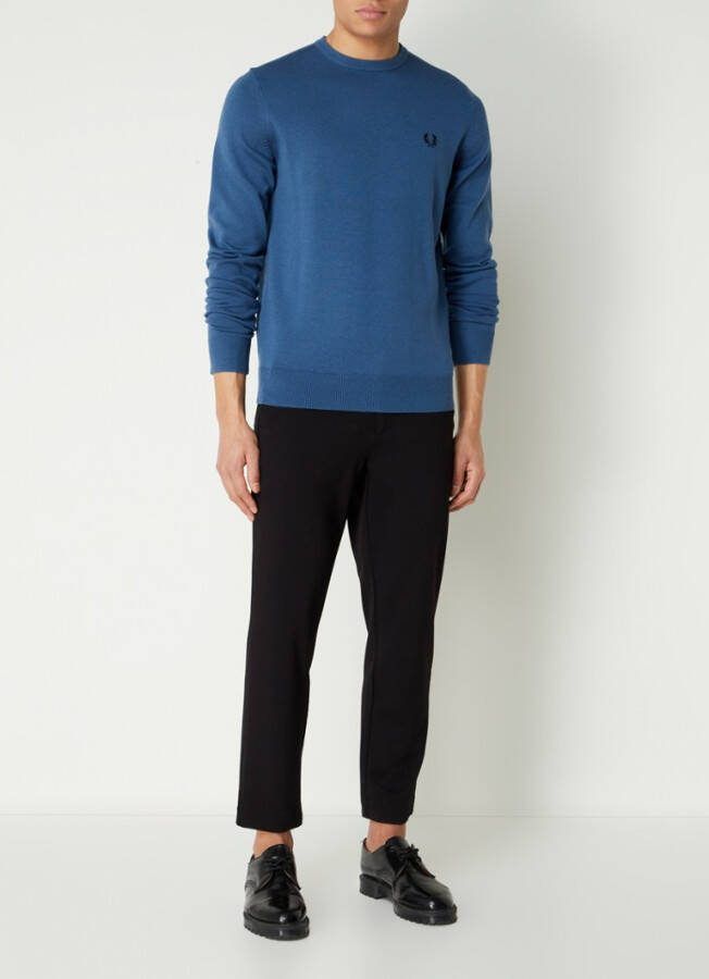 Fred Perry Fijngebreide pullover in wolblend met logoborduring