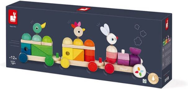 Kaloo Speelgoed spoorweg Zigolos speelgoedtrein haas, kip en eend groot FSC® hout uit duurzaam beheerde bossen