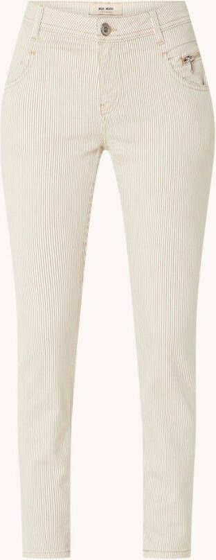 MOS MOSH Nelly mid waist slim fit jeans met stretch en streepprint