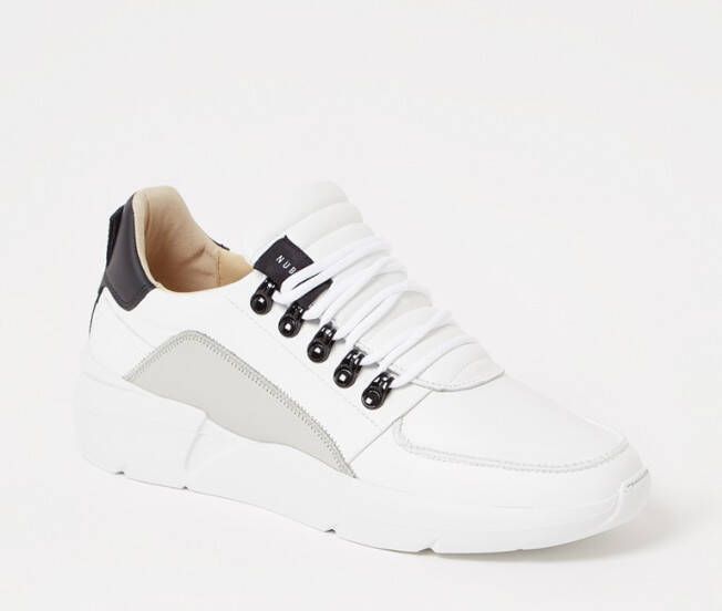 Nubikk Roque Roman White Black Leather Lage sneakers