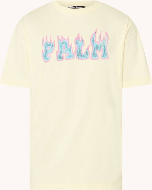 Palm Angels Flames T shirt met logo en backprint