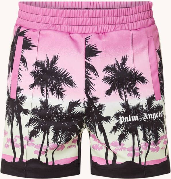 Palm Angels Pink sunset korte trackpants met print