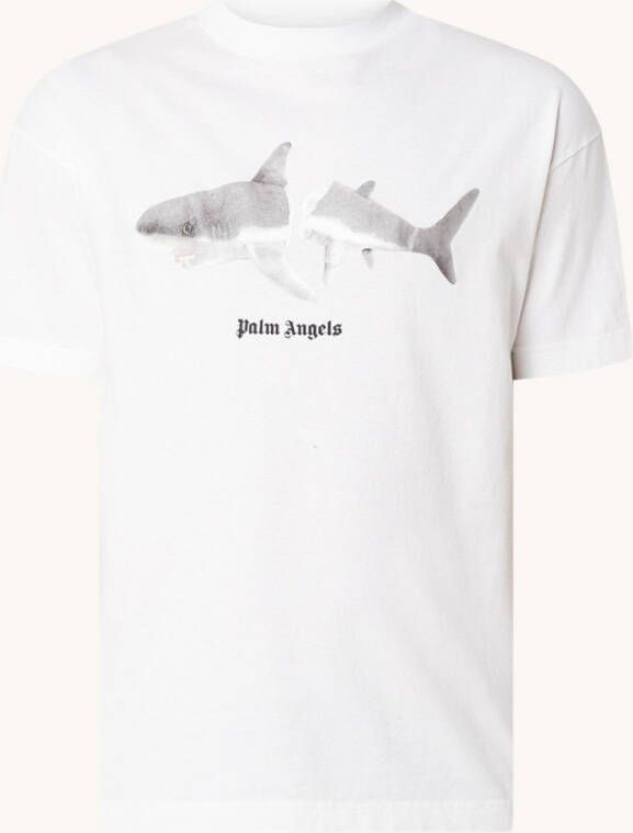 Palm Angels T shirt met logo , Wit, Heren