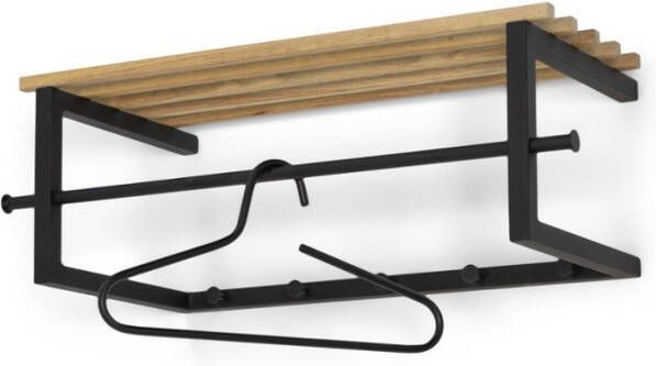 Spinder Design Marco Kapstok Mat Zwart Staal/eiken