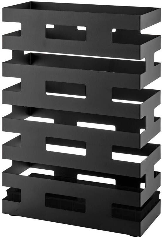 Acaza Design Paraplubak In Metaal Rechthoekige Houder Voor Paraplus Mat Zwart