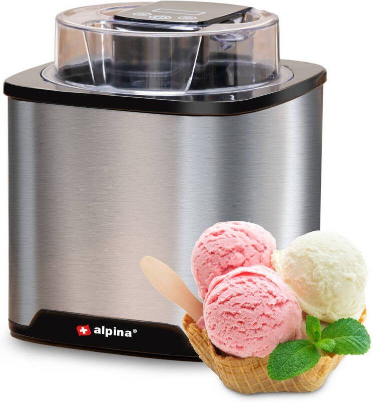 alpina Ijsmachine Roomijs, Frozen Yoghurt, Sorbet, Etc 2 L Zelfuitschakeling Rvs Zilverkleurig