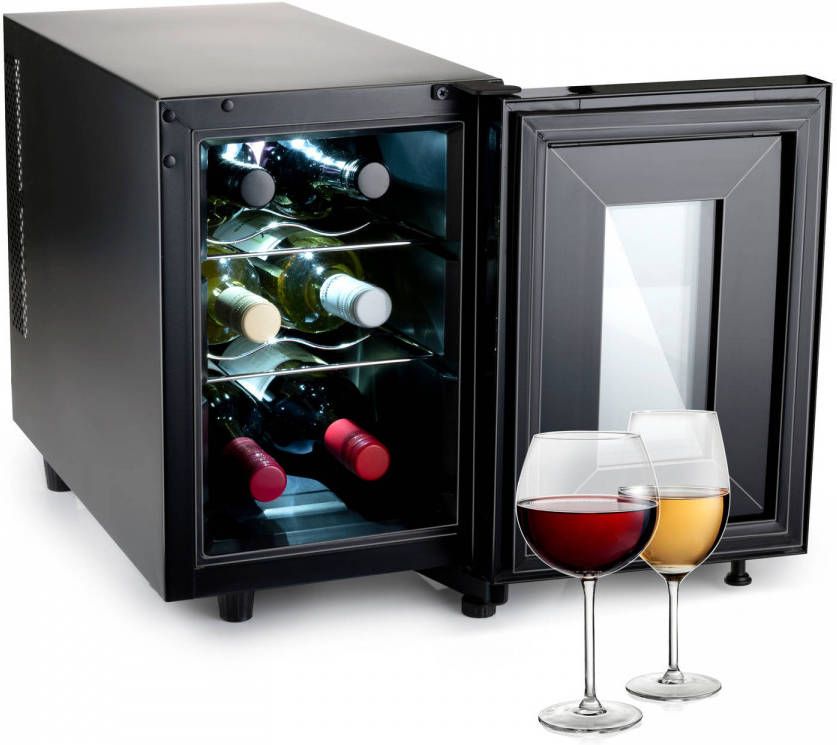 alpina Wijnkoelkast 230v 6 Flessen Instelbare Temperatuur 11°c Tot 18°c Digitale Display Zwart