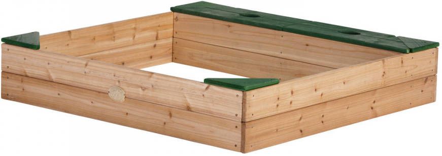 AXI Zandbak Amy Van Hout Met Opbergruimte & Bankje Zandbak Voor Kinderen Incl. Beschermhoes In Bruin & Groen