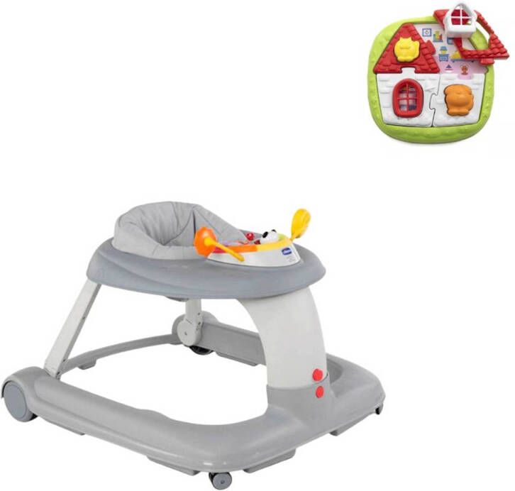 Chicco Bundel 123 Loopstoel Grijs & 2 in 1 Huispuzzel