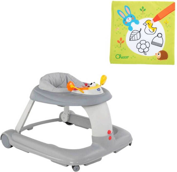 Chicco Bundel 123 Loopstoel Grijs & Babyboekje