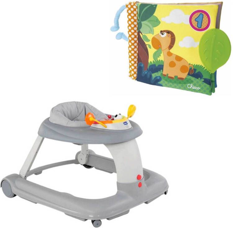 Chicco Bundel 123 Loopstoel Grijs & Babyboekje Junior