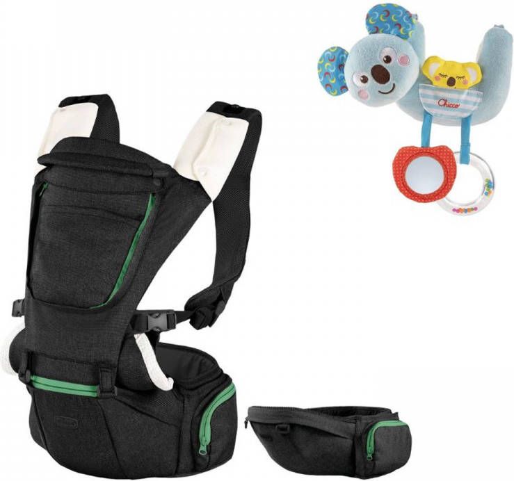 Chicco Bundel Draagzak Hip Seat Black & Rammelaar Koalabeer Te Bevestigen Aan Kinderwagen