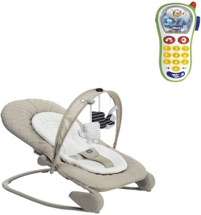 Chicco Bundel Wipstoel Relax Hoopla Champagne & Rammelaar Baby Fototelefoon