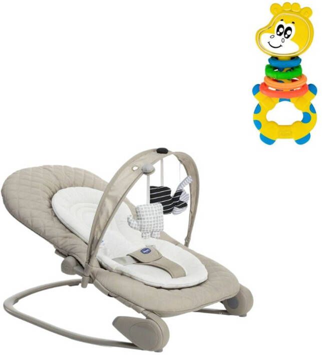 Chicco Bundel Wipstoel Relax Hoopla Champagne & Rammelaar Multi activiteitsratel Gilby De Giraffe