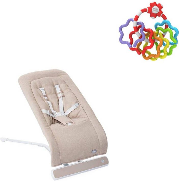Chicco Bundel Wipstoel Relax Rhythm &apos, N&apos, Sound Sand & Rammelaar Regenboog Speelringen
