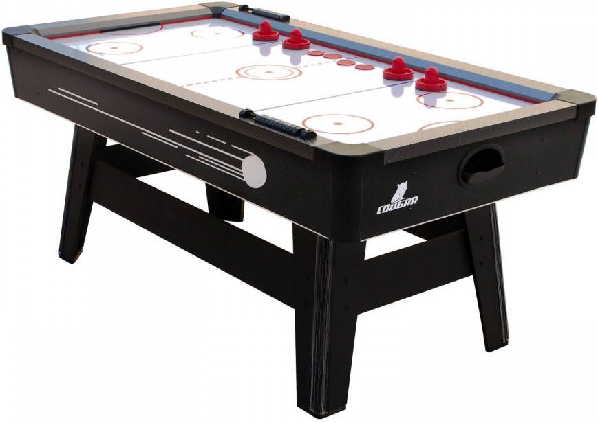 Cougar Hattrick Hero Airhockeytafel 6ft In Zwart & Rood Airhockey Incl. Accessoires