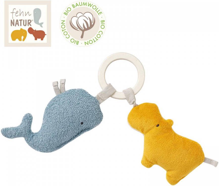 Fehn natur Grijpring Met Knuffel Nijlpaard & Walvis