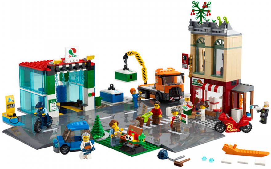 Lego 60292 City Stadscentrum Bouwset met een Speelgoedmotor, Fiets, Vrachtwagen, Rijplaten en 8 Minifiguren