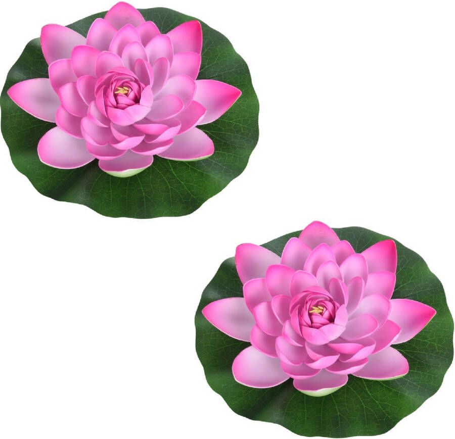 Merkloos 2x Roze Drijvende Kunst Waterlelie Bloemen 18 Cm Kunstbloemen