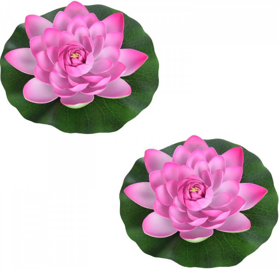 Merkloos 2x Roze Drijvende Kunst Waterlelie Bloemen 26 Cm Kunstbloemen