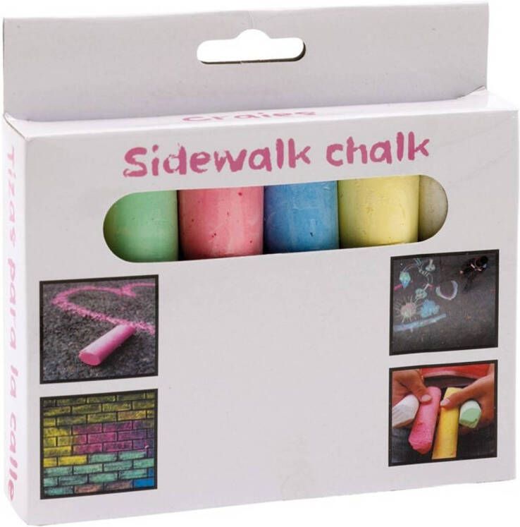 Merkloos 6x Stuks Gekleurd Stoepkrijt Voor Kinderen Stoepkrijtjes