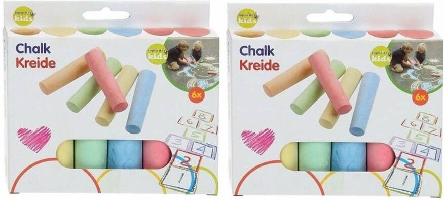 Merkloos Gekleurd Stoepkrijt 12 Stuks Stoepkrijtjes