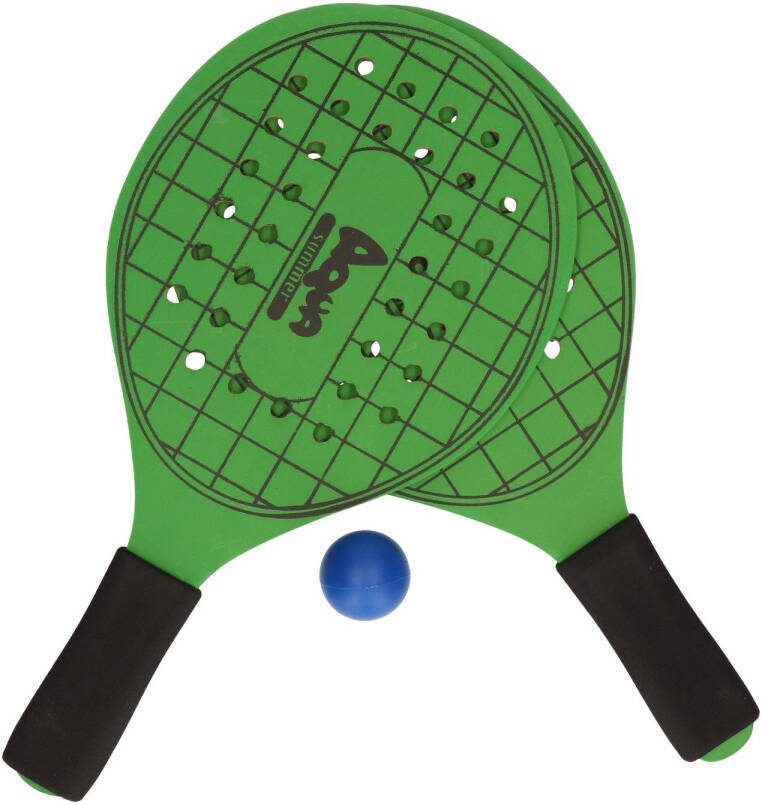 Merkloos Groene Beachball Set Met Tennisracketprint Buitenspeelgoed Beachballsets