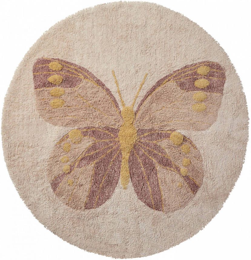 Lifetime Kidsrooms Vloerkleed Rond Butterflies/Getuft