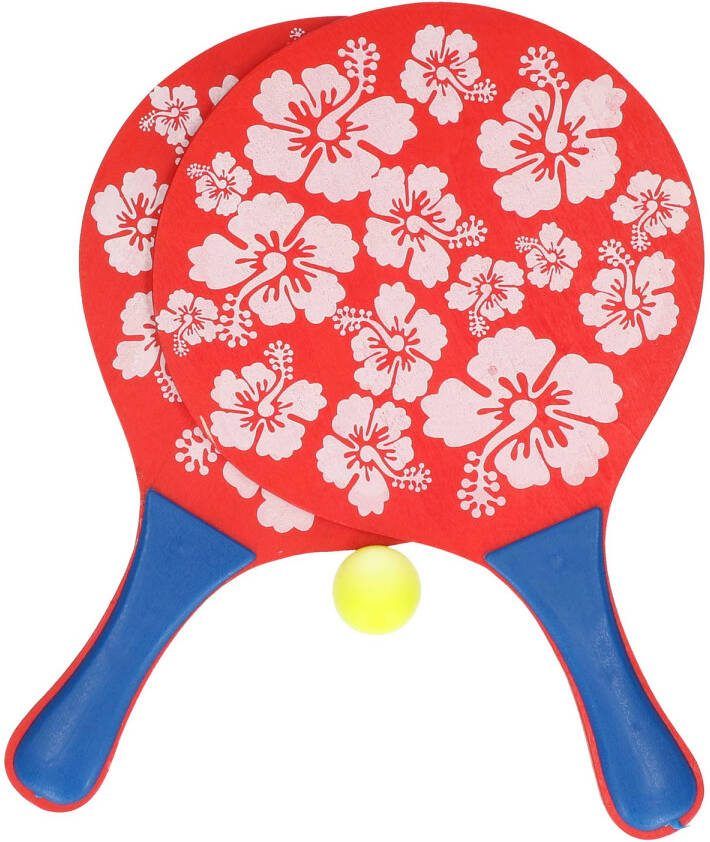 Merkloos Rode Beachball Set Met Bloemenprint Buitenspeelgoed Beachballsets