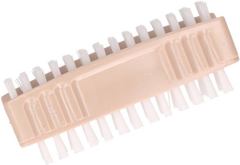 Merkloos Tweezijdige Beige Nagelborstel Van Kunstof 8 Cm Nagelborstels