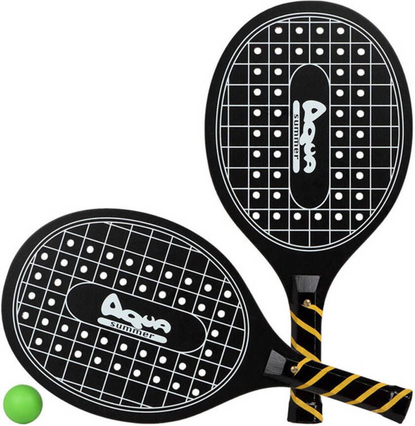 Merkloos Zwarte Beachball Set Met Tennisracketprint Buitenspeelgoed Beachballsets