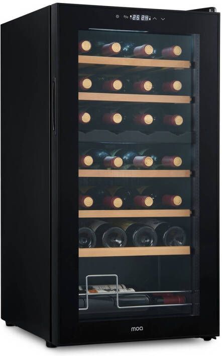 MOA Wc82 Wijnkoelkast Met Compressor Houten Planken Dubbele Zone Wijnkoeler 28 Flessen