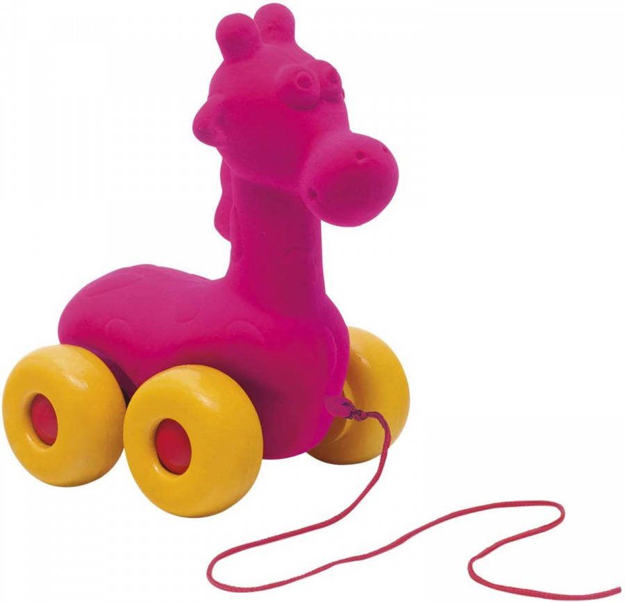 Rubbabu  Trekdier giraffe, roze groot Roze/lichtroze
