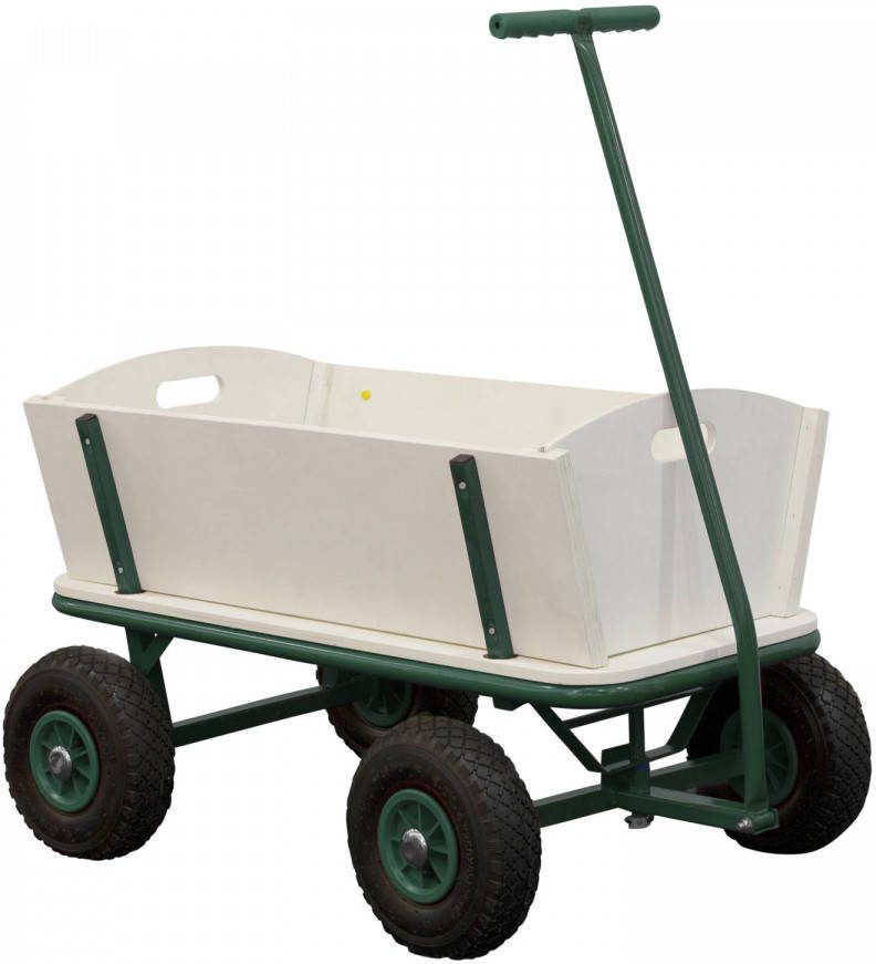 Sunny Billy Beach Wagon/Bolderkar Van Blank Hout Bolderwagen Met Luchtbanden In Groen