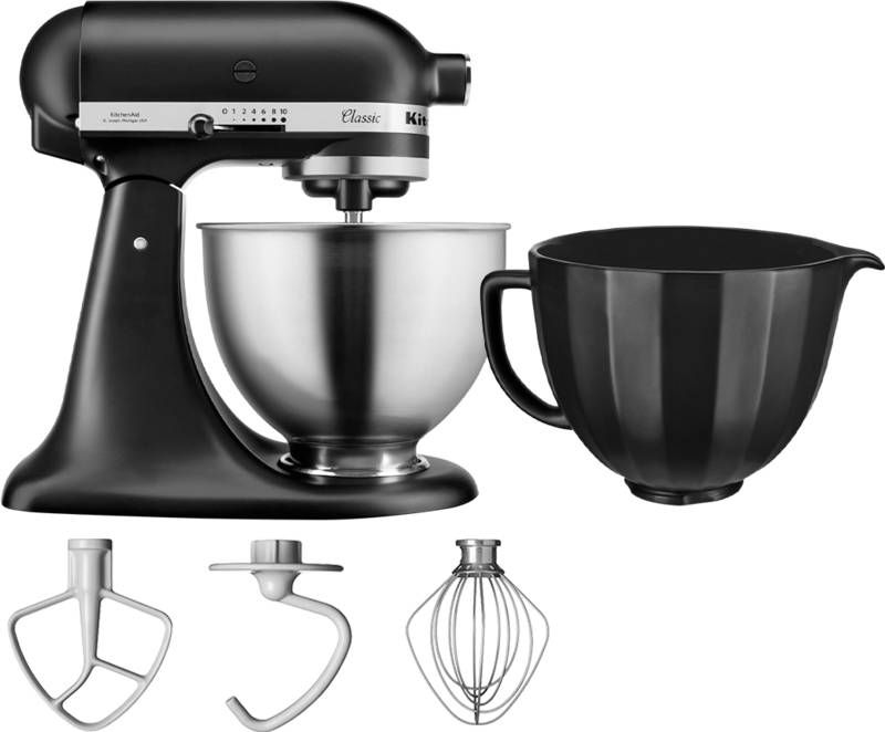 KitchenAid Classic 5K45SSEBM Matzwart + Extra mengkom