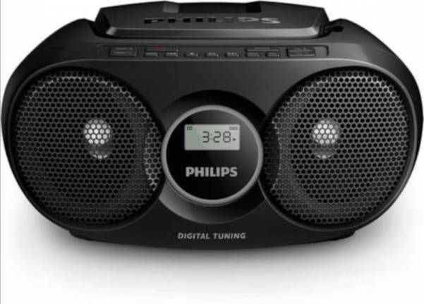 Philips Az215b/12 Cd speler Met Digitale Tuner En 3, 5 Mm Audio ingang Zwart