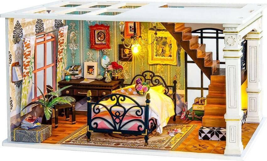 Robotime Parijs Middernacht Dgf02 Houten Modelbouw Poppenhuis Met Led Licht Diy