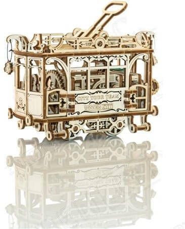 Wooden City Stadstram Met Rails Houten Modelbouw