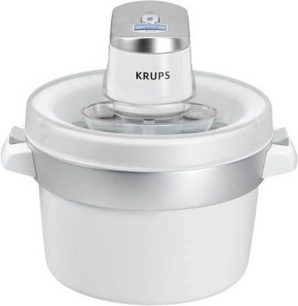 Krups Ijsmachine GVS241 Venice Perfect Mix 1 liter zelfgemaakt ijs dankzij 1, 6 liter inhoud, sorbet, frozen yoghurt, zonder compressor, inclusief receptenboek en siliconelepel, digitale aanduiding, signaaltoon