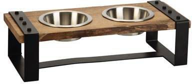 Designed by Lotte Dinerset Hout Karinto Bruin Hondenvoerbak 44x19x15 cm