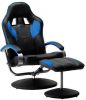 VidaXL Racestoel verstelbaar met voetenbankje kunstleer blauw online kopen