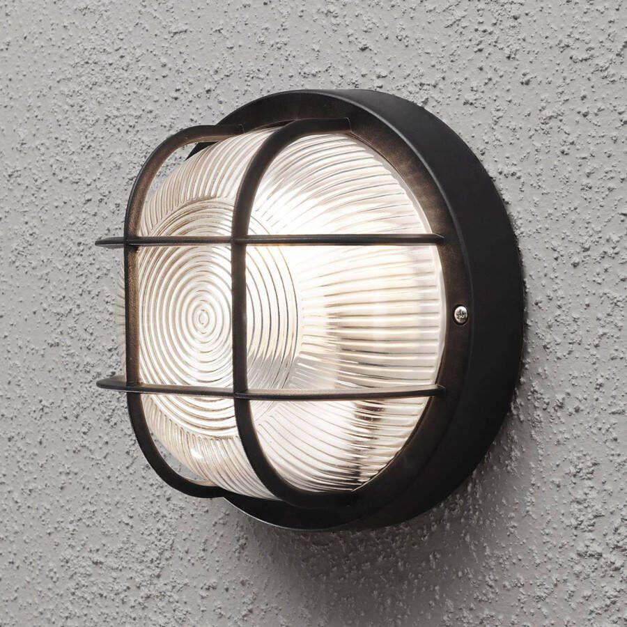 Konstsmide Buitenlamp 'Mantova' Wand / Plafondlamp, Rond 18,5cm, E27 / 230V, kleur Zwart