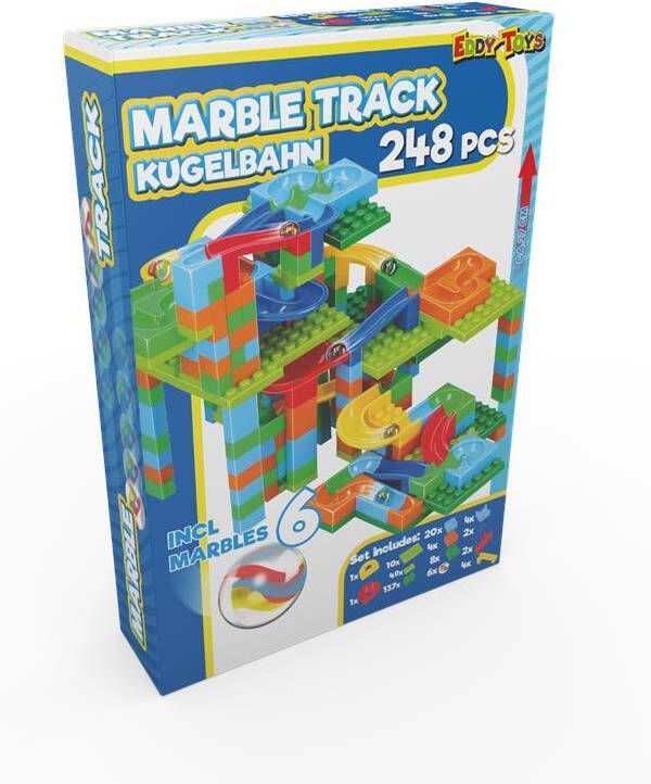 Eddy Toys Knikkerbaan 248 delig Met Knikkers Kunststof Rood, Geel, Groen, Blauw, Oranje
