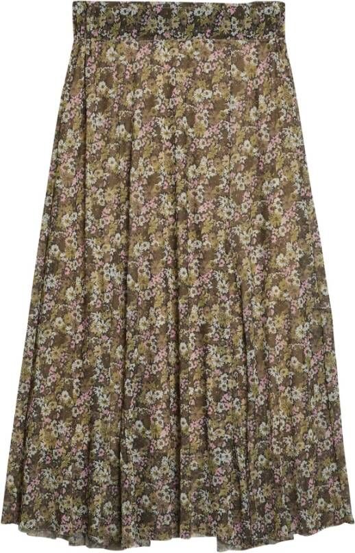 Catwalk Junkie gebloemde semi transparante mesh midi rok Terra bruin/wit/roze/zwart