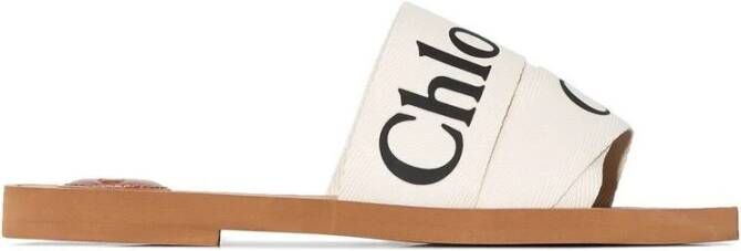 Chloe Chloé, Woody slipper van canvas met logo