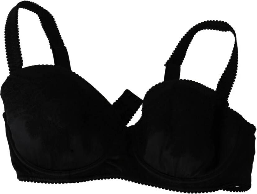 Dolce Gabbana Lace Women Silke Stretch Bra Underwear , Zwart, Dames