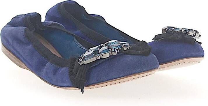 Miu Ballerinas Faltbar Veloursleder , Blauw, Dames