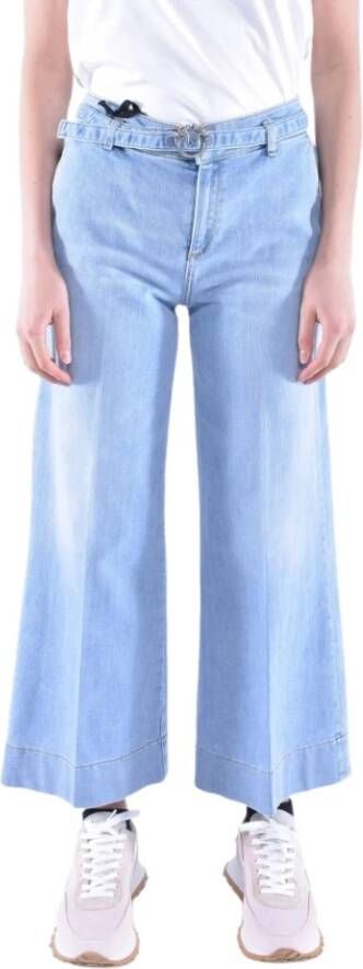 pinko Slim jeans met wijde pijpen voorzien van Love Birds riem , Blauw, Dames